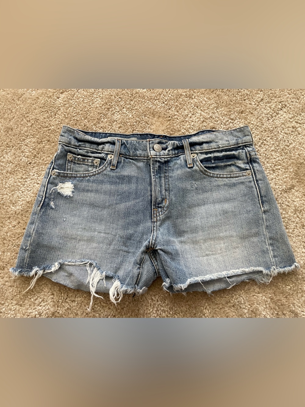 GAP Light Wash Lightly Distressed Best Girlfriend Denim Shorts Womens Size 25